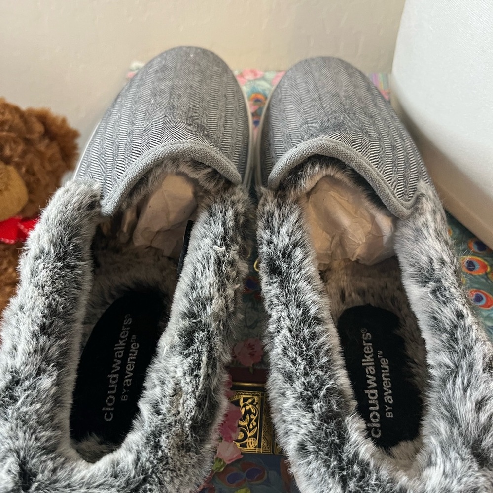 Makie Grey Slip-On Faux Fur Lined Slippers - Picture 3 of 5